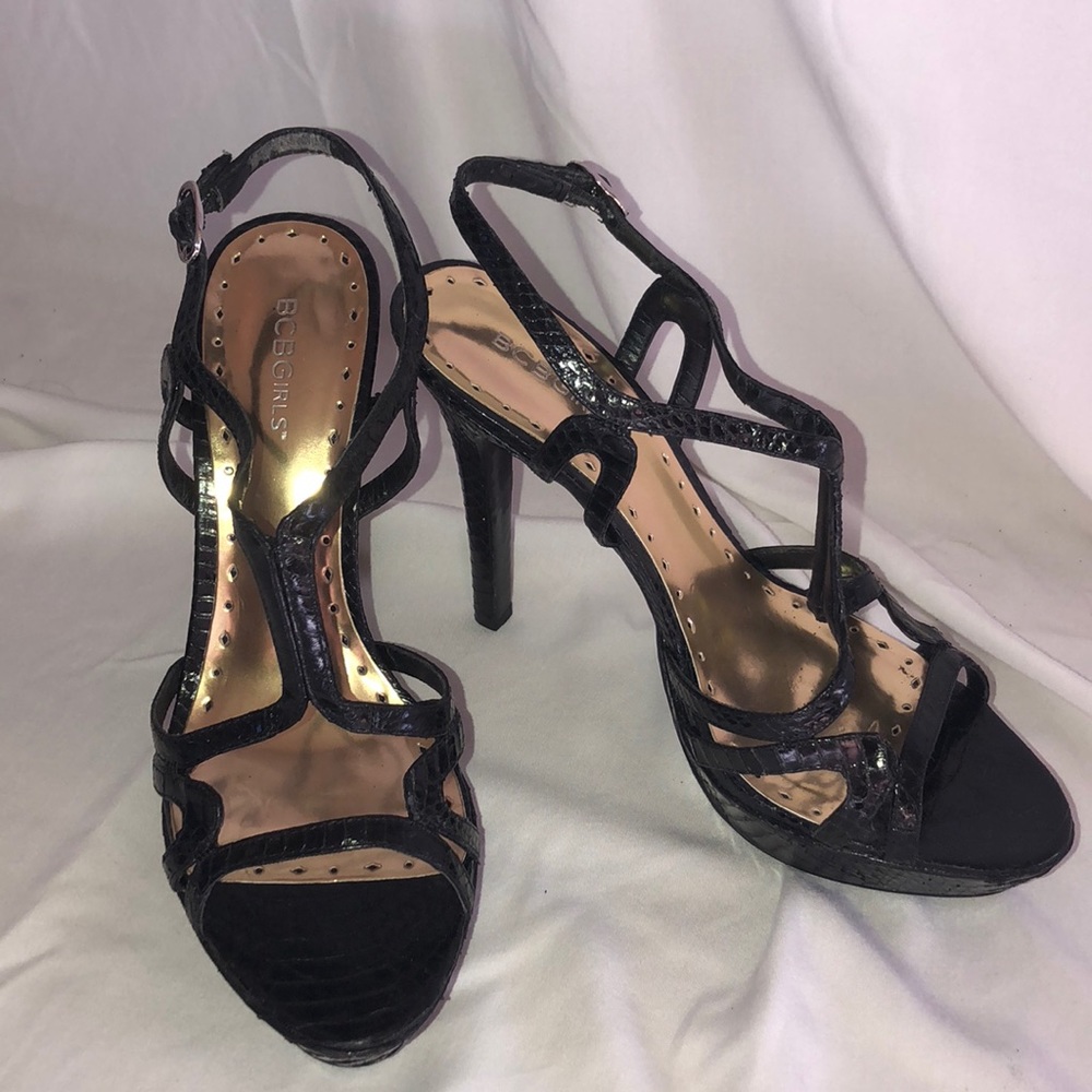 Black Snake Skin BCBG Heels
